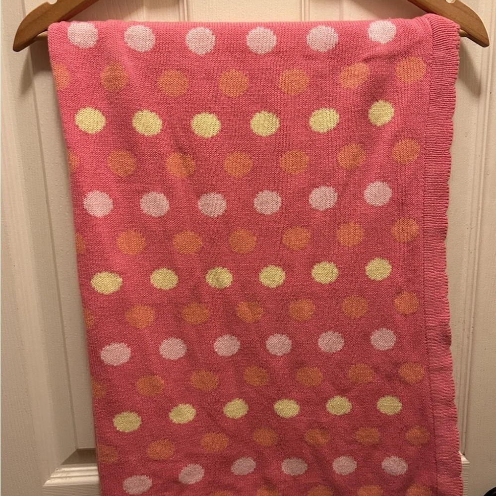 Elegant Baby Pink Polka Dot Reversible Blanket - Picture 11 of 15